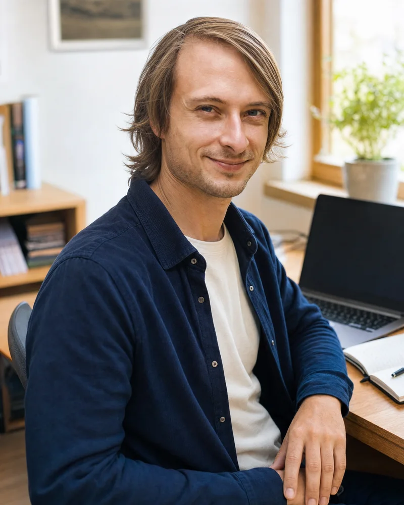 Tom Filbrandt an seinem Arbeitsplatz